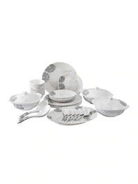 27 Pieces White & Grey Dinner Set@ 1299