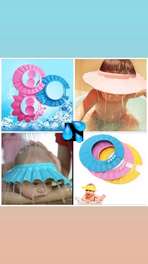 Baby Shower Cap•Fits perfect on babys head and makes an alright seal so that water does not flow•Can be used as baby bath or protect from sunSet of 4pcs Price-220₹(for 4pcs)