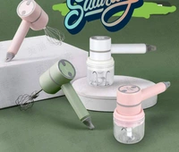 2 in 1 Rechargeable Food Chopper & Mixer•2 in 1 function, garlic masher and egg beater, 5 speed adjustable, can be processed according to the needs of different ingredients, easy to use, can be ground meat, mashed garlic, beaten eggs, and beaten food supplements•Food grade cup, 250ml is AS cup, 300ml is glass, stainless steel blade, sharp and fast•Whisk with 2 stirring rods, powerf