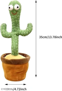 Product Name: Dancing Cactus Toy- Cactus musical Toy for kidsPackage Contains: It Has 1 piece of cactus toy Product Dimension:-32x11cm
Material: Cotton
Color: Colour as per availability
Combo/Set Of: Pack of 1
Additional Information: With the singing and humorous dancing, children's attention will be aroused and