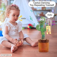 Product Name: Dancing Cactus Toy- Cactus musical Toy for kidsPackage Contains: It Has 1 piece of cactus toy Product Dimension:-32x11cm
Material: Cotton
Color: Colour as per availability
Combo/Set Of: Pack of 1
Additional Information: With the singing and humorous dancing, children's attention will be aroused and