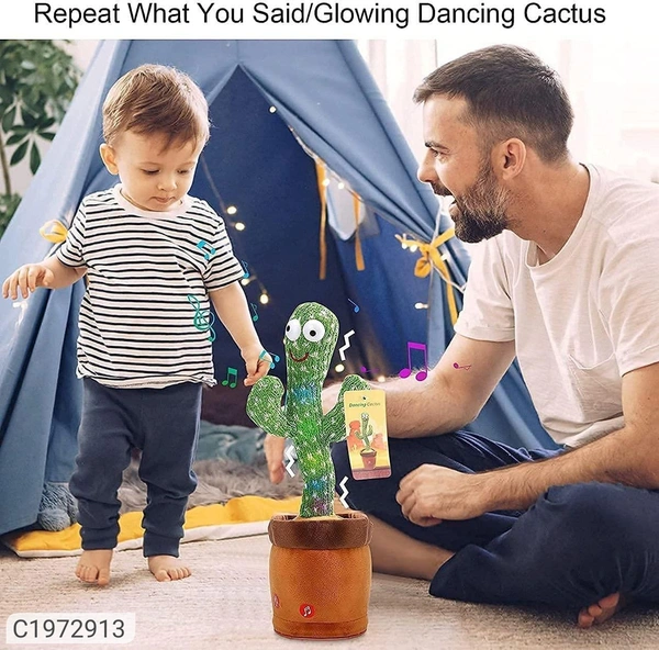 Product Name: Dancing Cactus Toy- Cactus musical Toy for kidsPackage Contains: It Has 1 piece of cactus toy Product Dimension:-32x11cm
Material: Cotton
Color: Colour as per availability
Combo/Set Of: Pack of 1
Additional Information: With the singing and humorous dancing, children's attention will be aroused and