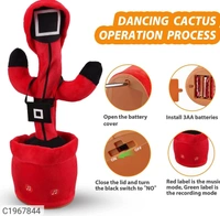  Dancing Cactus Toy for Kids Adult Package Contains: It Has 1 piece of Dancing Cactus Toy Product Dimension:-5x12cm Material: Plastic Color: Colour as per availability Combo/Set Of: Pack of 1 Weight: 240 Additional Information:   [Dancing cactus squid toy]: The dancing cactus squid toy has 120 English songs, and 