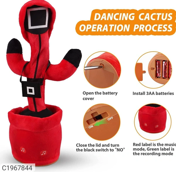  Dancing Cactus Toy for Kids Adult Package Contains: It Has 1 piece of Dancing Cactus Toy Product Dimension:-5x12cm Material: Plastic Color: Colour as per availability Combo/Set Of: Pack of 1 Weight: 240 Additional Information:   [Dancing cactus squid toy]: The dancing cactus squid toy has 120 English songs, and 
