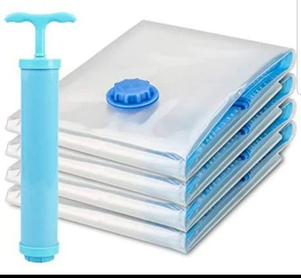 Plastic Smart Saving Reusable Vacuum Storage Bag - 5 Pack With Travel Pump779.00 M.R.P.: ₹1,399.00