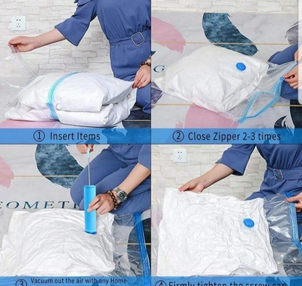 Plastic Smart Saving Reusable Vacuum Storage Bag - 5 Pack With Travel Pump779.00 M.R.P.: ₹1,399.00
