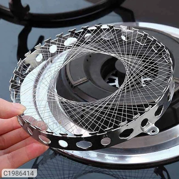 Stove Net- Stainless Steel Wire Mesh Gas Stove NetPackage Contains: It has 1 Piece of Gas Stove Net
Material: Stainless Steel
Color: Silver
Length: 14cm
Breadth: 14cm
Height: 2cm
Combo/Set Of: Pack of 1
Additional Information: Features:- Made of high quality material, anti-rust, wear resistant and has high temperature resistance.- Perfect for gas cooker to gather the flame, windpro