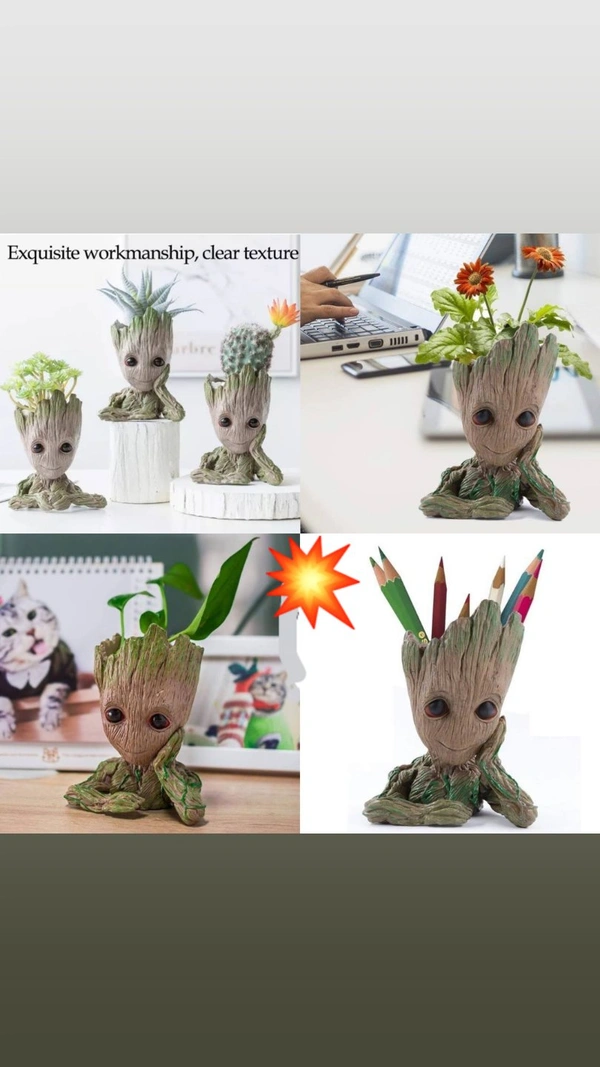 Groot Shape Multipurpose Showpiece Stand•Can be used as flowerpot , penstand , aquarium toy•Waterproof - can be put inside aquarium•Groot Showpiece PenStand - Plant / Flower PotPrice- 390