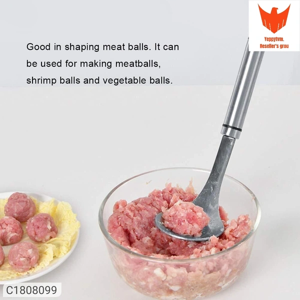 MeatBall Maker-Stainless Steel Non-Stick Meatball MakerPackage Contains: It has 1 Piece of MeatBall MakerMaterial: Stainless SteelColor: SilverAdditional Information: Package Contains :It has 1 Piece of Meatball MakerMaterial: Stainless SteelProduct Dimension ( W x H in cm): 24 x 6.5Product Weight: 180 gmFeatures: -This meatball spoon is exquisite in workmanship and good in shaping