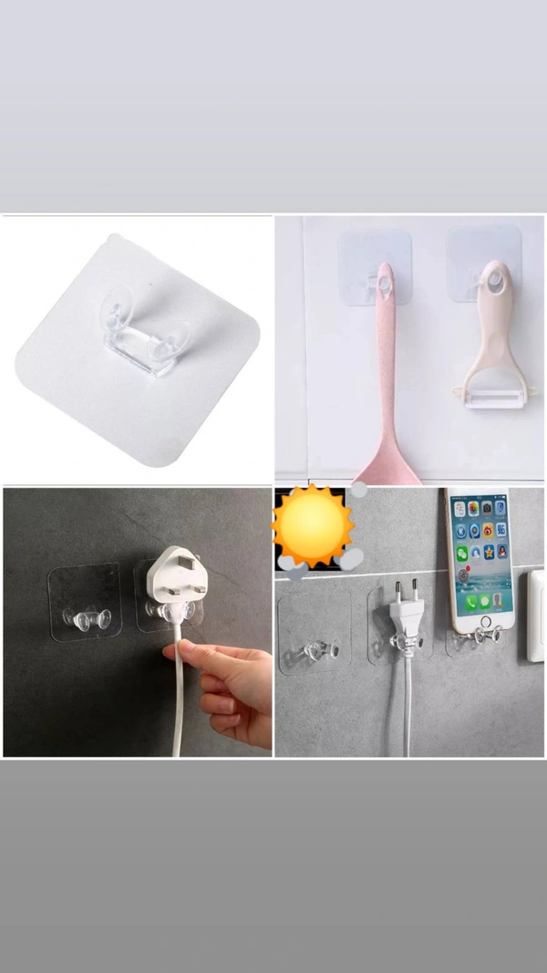 Multifunctional Wall Mounted Socket Holder•The hooks can be used for hanging your hat, robe, coat, towel, keys umbrellas etc. and also it can be used as plug hook. It is must have for entryway hallways, offices, bedrooms, kitchen, close stand bathroom and more.Set of 5 pcsPrice- --@  160₹(for 5 pcs)