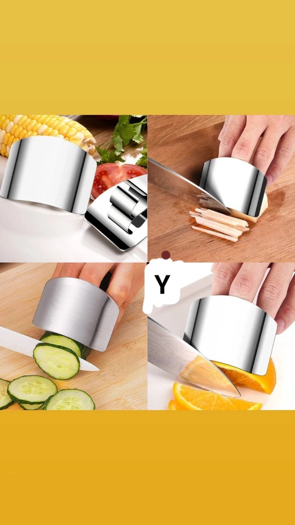 Finger Protector•Stainless Steel Finger Guard Protector Cutter makes it easy, fast and protects your finger while cutting fruits and vegetables etc.•The base of the shield is formed to hold foods still for perfect slicing so your fingers never have to be in the way.Price-  328₹