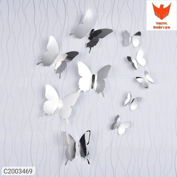 Butterfly Mirror Sticker- Mirror Wall Decor Stickers for Wall Home Bedroom Living Room Removable Mural Stickers Home Decoration (Set