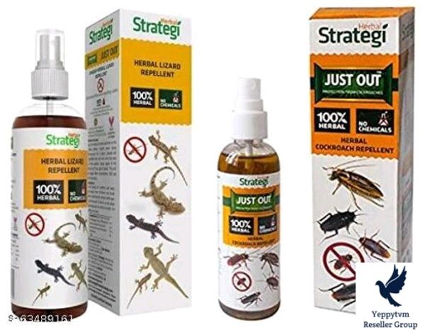STRATEGI Herbal Lizard Repellent Spray - STRATEGI Herbal Ant Repellent Spray - comboType: SpraySuitable For: LizardProduct Breadth: 5 CmProduct Height: 15 CmProduct Length: 5 CmPack of: Pack Of 1Completely Herbal: Herbal Strategi’s – Herbal Lizard Repellent is completely made from plant-based essential oils like Citronella, Lemongrass, Cedarwood Oil & Neem Oil which are known to ha