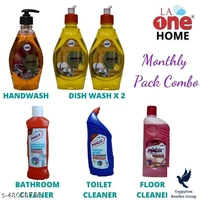 LA ONE TOILET CLEANER , SURFACE FLOOR CLEANER BATHROOM CLEANER (500ML EACH) AND SCALE REMOVER SPRAY CLEANER (450ML)Material: PlasticPack of: Pack Of 4Brand: OthersProduct Breadth: 24 CmProduct Height: 10 CmProduct Length: 15 CmPack of: Pack Of 4LA ONE HOME CARE helps you maintain a fresh, sparkling clean, germ-free,  hygienic , human safe cleaning . This combo products also elimina