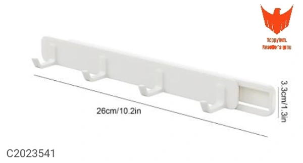 Hook Strip- Wall Mounted Retractable Self Adhesive Hook Strip, 4 U Hooks in One Strip(Pack of 2)Package Contains: It has 2 Pieces of Pull Out HookMaterial: PlasticColor: WhiteLength: 26cmBreadth: 3.3cmCombo/Set Of: Pack of 2Additional Information: Features:Space Saving: This hook can make full use of space in various gaps in the home environment for storage, increasing space utiliz
