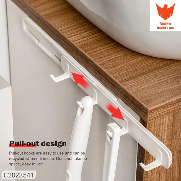 Hook Strip- Wall Mounted Retractable Self Adhesive Hook Strip, 4 U Hooks in One Strip(Pack of 2)Package Contains: It has 2 Pieces of Pull Out HookMaterial: PlasticColor: WhiteLength: 26cmBreadth: 3.3cmCombo/Set Of: Pack of 2Additional Information: Features:Space Saving: This hook can make full use of space in various gaps in the home environment for storage, increasing space utiliz