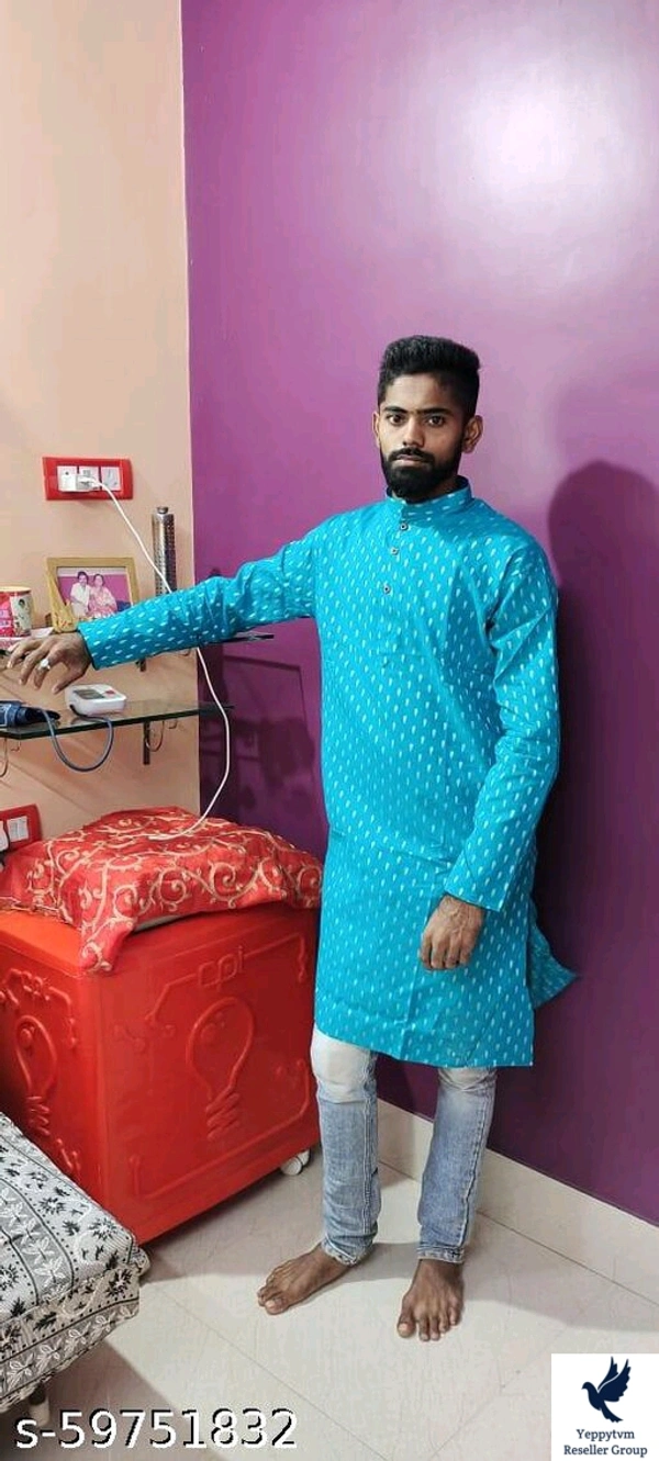 YASH KGF MENS PLAIN DESIGN KURTAFabric: CottonSleeve Length: Long SleevesPattern: Self-DesignCombo of: SingleSizes: Free Size (Chest Size: 44 in, Length Size: 44 in, Waist Size: 47 in, Hip Size: 46 in) S (Chest Size: 46 in, Length Size: 44 in, Waist Size: 49 in, Hip Size: 48 in) M (Chest Size: 48 in, Length Size: 44 in, Waist Size: 51 in, Hip Size: 50 in) L (Chest Size: 50 in, Leng