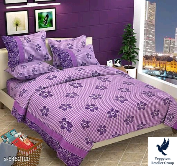Sana Modern Polycotton 90 X 90 Double Bedsheets..Fabric: PolycottonNo. Of Pillow Covers: 2Thread Count: 160Multipack: Pack Of 1Sizes: Queen (Length Size: 90 in, Width Size: 90 in, Pillow Length Size: 28 in, Pillow Width Size: 18 in) Work: PrintedDesign: 18    399