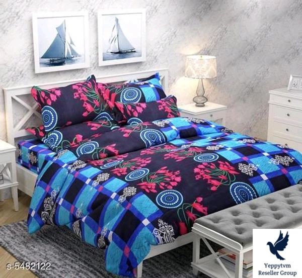 Sana Modern Polycotton 90 X 90 Double Bedsheets..Fabric: PolycottonNo. Of Pillow Covers: 2Thread Count: 160Multipack: Pack Of 1Sizes: Queen (Length Size: 90 in, Width Size: 90 in, Pillow Length Size: 28 in, Pillow Width Size: 18 in) Work: PrintedDesign: 18    399