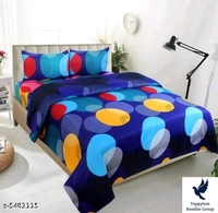 Sana Modern Polycotton 90 X 90 Double Bedsheets..Fabric: PolycottonNo. Of Pillow Covers: 2Thread Count: 160Multipack: Pack Of 1Sizes: Queen (Length Size: 90 in, Width Size: 90 in, Pillow Length Size: 28 in, Pillow Width Size: 18 in) Work: PrintedDesign: 18    399