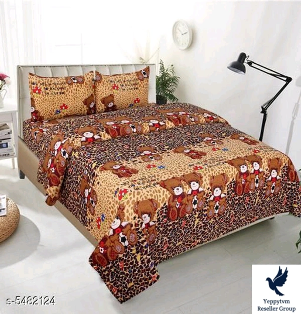 Sana Modern Polycotton 90 X 90 Double Bedsheets..Fabric: PolycottonNo. Of Pillow Covers: 2Thread Count: 160Multipack: Pack Of 1Sizes: Queen (Length Size: 90 in, Width Size: 90 in, Pillow Length Size: 28 in, Pillow Width Size: 18 in) Work: PrintedDesign: 18.  5