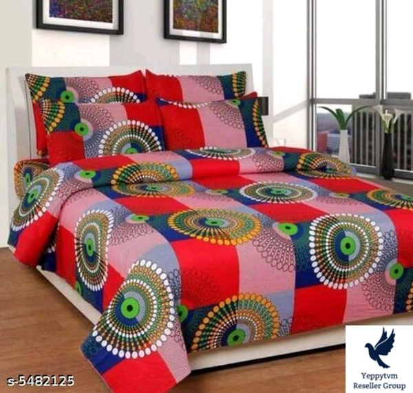 Sana Modern Polycotton 90 X 90 Double Bedsheets..Fabric: PolycottonNo. Of Pillow Covers: 2Thread Count: 160Multipack: Pack Of 1Sizes: Queen (Length Size: 90 in, Width Size: 90 in, Pillow Length Size: 28 in, Pillow Width Size: 18 in) Work: PrintedDesign: 18.  5