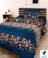 Sana Modern Polycotton 90 X 90 Double Bedsheets..Fabric: PolycottonNo. Of Pillow Covers: 2Thread Count: 160Multipack: Pack Of 1Sizes: Queen (Length Size: 90 in, Width Size: 90 in, Pillow Length Size: 28 in, Pillow Width Size: 18 in) Work: PrintedDesign: 18.  5