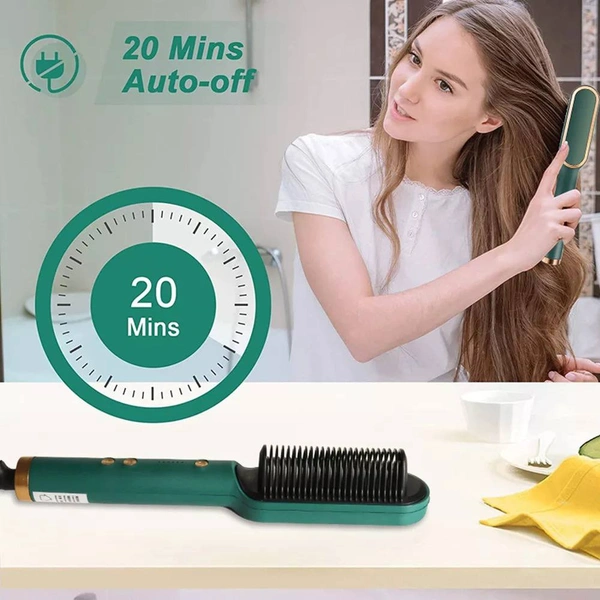 Hair Straightener Brush•Versatile 3 in 1 design: everything you need for a gorgeous and healthy hair, detangling comb, hair brush, hair straightener, beard straightener and anion hair massager all in one!•Hair straightener allows you to straighten your messy hair in three minutes•A must-have choice for dressing after getting up in the morning on week days Multiple different tempera