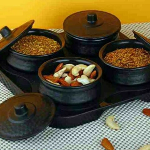WDS®Kitchen's 1st Choice Serving Tray With 4PCs Bowl Set For Dry Fruits, Snacks Handi Style Serving Bowl With Lid & Tray Serving Tray (Pack of 5, Black)Name: WDS®Kitchen's 1st Choice Serving Tray With 4PCs Bowl Set For Dry Fruits, Snacks Handi Style Serving Bowl With Lid & Tray Serving Tray (Pack of 5, Black)Material: PlasticMicrowave Safe: NoProduct Breadth: 26.5 CmProduct Height: