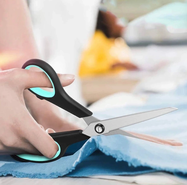 Ultra Sharp Blade Scissor •Great for cutting burlap, paper, card stock, cardboard, wrapping paper, light line, fabric, tape, photos, coupons, and opening boxes & packaging. Surprised for sewing, tailoring, quilting, dressmaking, cutting patterns, cutting quilting, Vinyl, Leather, and making face masks. Exceptional scissors for multiple uses in various rooms, in the Handcraft Worksh
