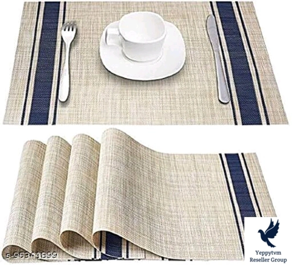 Shop Stoppers® Blue line Dinning Table Place Mat (Set Of 6)  Heat Resistant Place Mats, Washable PVC Table , Woven Vinyl TableMaterial: PVCProduct Breadth: 12 cmProduct Height: 12 cmProduct Length: 18 cmCountry of Origin: India 620