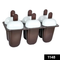 PLASTIC ICE CANDY MAKER KULFI MAKER MOULDS SET WITH 6 CUPS (MULTICOLOUR)    @ 190