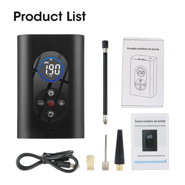 Multipurpose InflationFill up any kind of vehicle or object with the multipurpose Tire Inflator! Comes with 2 adapters, allowing you to fill up cars, bikes, and even sports equipment!Power bank functionThe Tire Inflator can double as a power bank, allowing you to charge your devices!Instructions for usage1. Screw the gas tube to the main body2. Attach the air hose to the valve stem