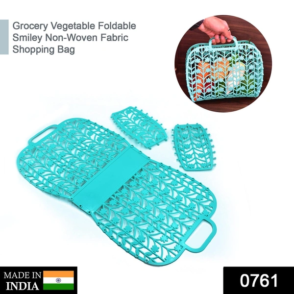 GROCERY VEGETABLE FOLDABLE SMILEY NON-WOVEN FABRIC SHOPPING BAG