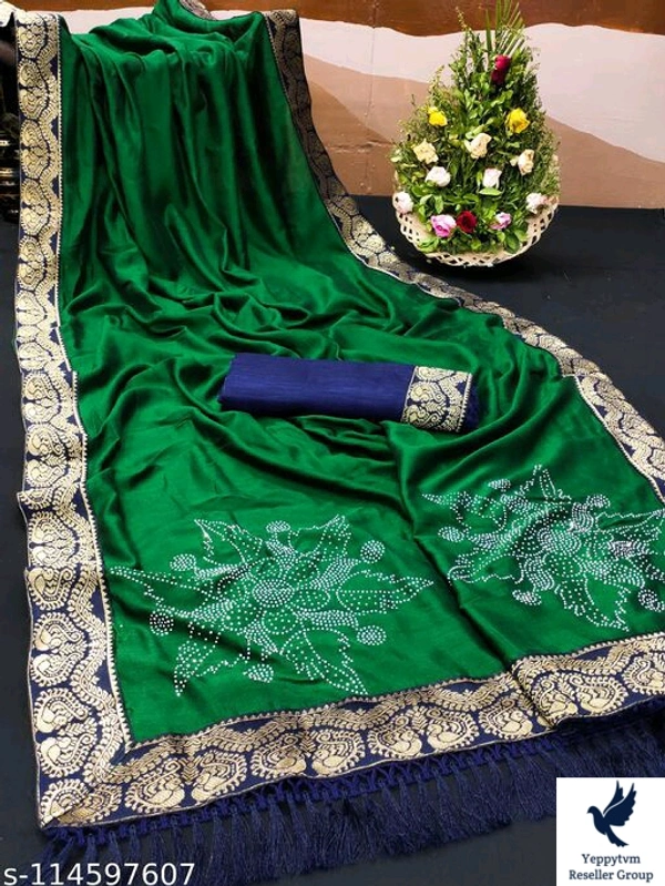 Fashionable SareesSaree Fabric: Vichitra SilkBlouse: Separate Blouse PieceBlouse Fabric: Art SilkPattern: SolidBlouse Pattern: Same as BorderNet Quantity (N): SingleSizes: Free Size (Saree Length Size: 5.5 m, Blouse Length Size: 0.8 m) Country of Origin: India890 each