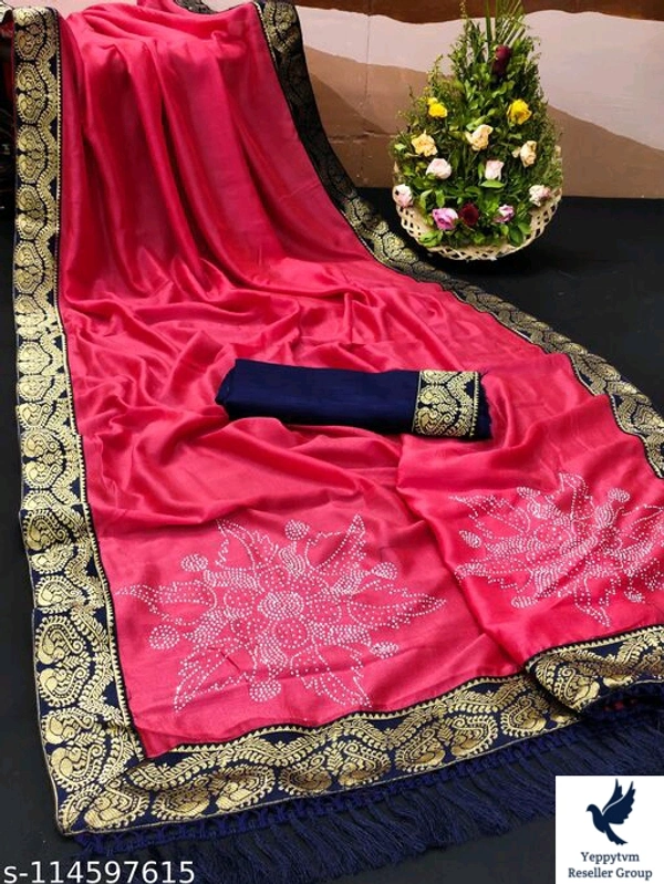 Fashionable SareesSaree Fabric: Vichitra SilkBlouse: Separate Blouse PieceBlouse Fabric: Art SilkPattern: SolidBlouse Pattern: Same as BorderNet Quantity (N): SingleSizes: Free Size (Saree Length Size: 5.5 m, Blouse Length Size: 0.8 m) Country of Origin: India890 each
