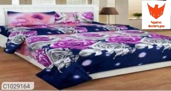 (Buy 1 Get 1 Free) Floral & Abstract Printed Polycotton Double Bedsheets