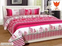 (Buy 1 Get 1 Free) Floral & Abstract Printed Polycotton Double Bedsheets