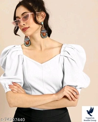 SSC Power Shoulders TopFabric: PolyesterSleeve Length: Short SleevesPattern: SolidNet Quantity (N): 1Sizes:S (Bust Size: 34 in, Length Size: 19 in) M (Bust Size: 36 in, Length Size: 19 in) L (Bust Size: 38 in, Length Size: 19 in) XL (Bust Size: 40 in, Length Size: 19 in) XXL (Bust Size: 43 in, Length Size: 19 in) Country of Origin: India 420