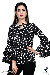 Women's Printed Navy Blue Crepe TopName: Women's Printed Navy Blue Crepe TopFabric: CrepeSleeve Length: Three-Quarter SleevesPattern: PrintedNet Quantity (N): 1Sizes:S, M (Bust Size: 38 in, Length Size: 28 in) L (Bust Size: 40 in, Length Size: 28 in) XL (Bust Size: 42 in, Length Size: 28 in) XXL (Bust Size: 44 in, Length Size: 28 in) 400