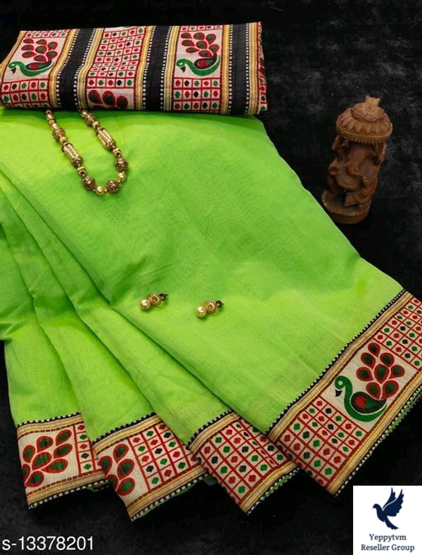 Myra Refined SareesSaree Fabric: Chanderi CottonBlouse: Separate Blouse PieceBlouse Fabric: Satin SilkPattern: SolidBlouse Pattern: SolidNet Quantity (N): SingleSizes: Free Size (Saree Length Size: 5.4 m, Blouse Length Size: 0.8 m) Country of Origin: India 700/-each