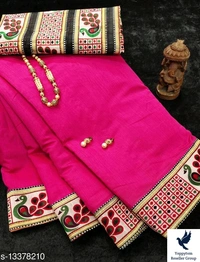Myra Refined SareesSaree Fabric: Chanderi CottonBlouse: Separate Blouse PieceBlouse Fabric: Satin SilkPattern: SolidBlouse Pattern: SolidNet Quantity (N): SingleSizes: Free Size (Saree Length Size: 5.4 m, Blouse Length Size: 0.8 m) Country of Origin: India 700/-each