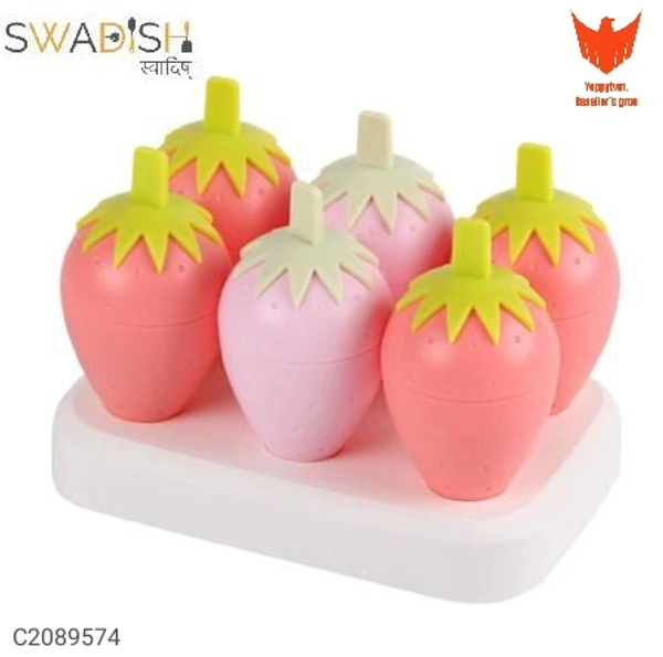 Swadish Ice Cream Mold- Strawberry Shapes 6 Pieces Ice Cream Molds with TrayPackage Contains: It has 6 Pieces of Ice Cream Molds with Tray Combo/Set Of: Pack of 6 Material: Plastic Color: Colour as per availability Length: 17cm Breadth: 12cm Height: 9cm Compartments: 6 Brand: Swadish Additional Information: With it, you can create your own unique frozen treats with juices, purees, 