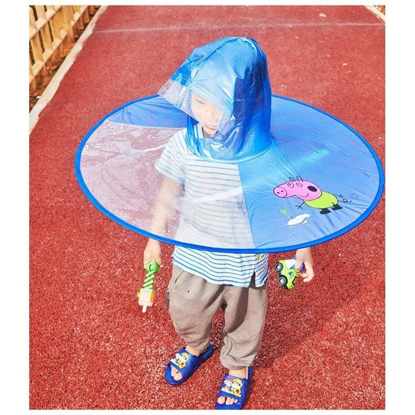 UFO Raincoat Hat Umbrella Headwear Hat Cap Foldable Child Kids Rain Coat Cover 