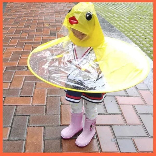 UFO Raincoat Hat Umbrella Headwear Hat Cap Foldable Child Kids Rain Coat Cover 