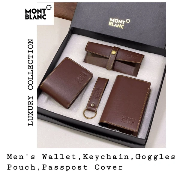 7994594135 //8137950796MONT BLANC*This box literally contains all that he needs, wallet that keeps his money secured to a Carry-All passport cover,eyewear case, keychain. Gifts For Boyfriend, Birthday gift for husband, men's gift**Price Rs : ₹1150/-*_Luxury Stock_ - All Colours 
