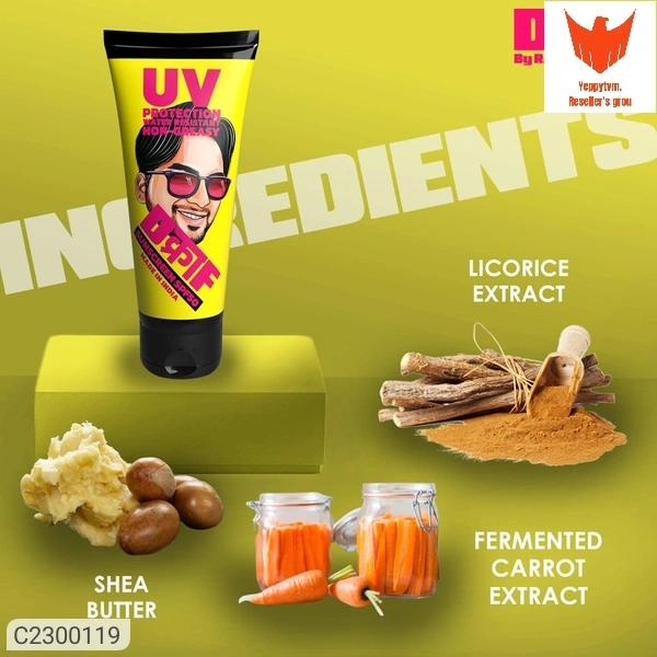 DCRAF Men's Combo 5 - Sunkissed Combo - Face Wash + Sunscreen SPF 50*Details:*Product Name: DCRAF Men's Combo 5 - Sunkissed Combo - Face Wash + Sunscreen SPF 50Package Contains: It has Sunkissed Combo - 1 Face Wash & 1 Suncreen SPF 50
Brand: DCRAF
Product Quantity: 100 ml
Form: Gel
Combo: Pack of 2
Ideal for: Men
Usage/ Benefits: FACE WASH STEPS TO USE:Apply face wa