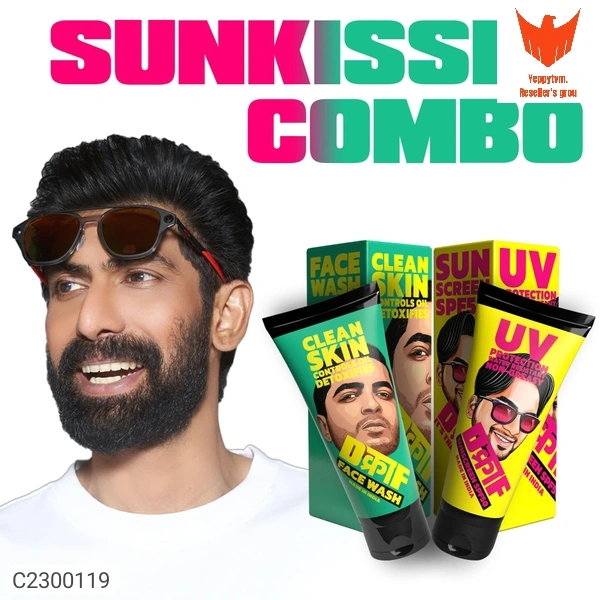 DCRAF Men's Combo 5 - Sunkissed Combo - Face Wash + Sunscreen SPF 50*Details:*Product Name: DCRAF Men's Combo 5 - Sunkissed Combo - Face Wash + Sunscreen SPF 50Package Contains: It has Sunkissed Combo - 1 Face Wash & 1 Suncreen SPF 50
Brand: DCRAF
Product Quantity: 100 ml
Form: Gel
Combo: Pack of 2
Ideal for: Men
Usage/ Benefits: FACE WASH STEPS TO USE:Apply face wa