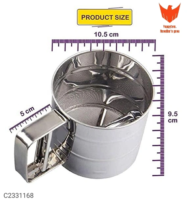 Flour Sifter -Baking Stainless Steel Shaker Sieve Cup Manual