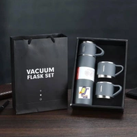  Flask cup gift set**500 ml steel flask(1pc)**apprx 160 ml steel cup(3 pcs)*(RANDOM COLOUR)*with gift handle paper carry bag*